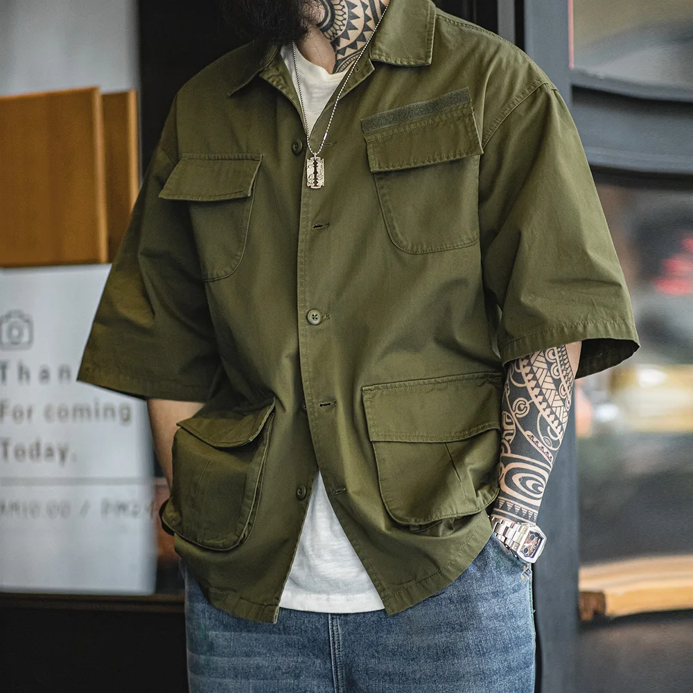 Maden Men Summer Vintage M42 Four Pocket Short Sleeve Shirts Cotton Green Loose Turn-down Collar Shirt Workwear Tops Male XL XXL
Maden Men Summer Vintage M42 Four Pocket Short Sleeve Shirts Cotton Green Loose Turn-down Collar Shirt Workwear Tops Male XL XXL