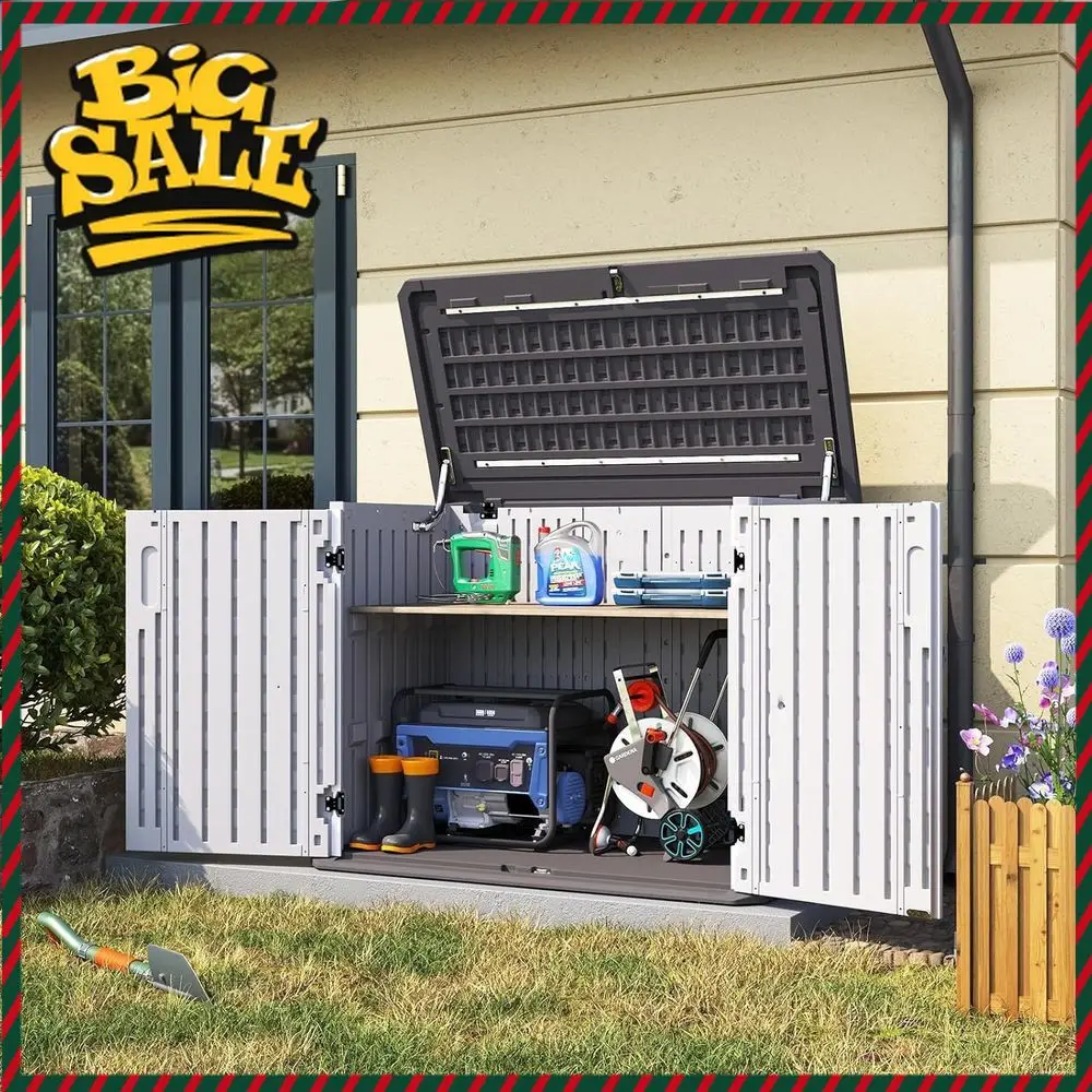 Бестселлер: Уличный всепогодный горизонтальный сарай для хранения мусорных баков, генераторов и газонокосилок, белый цвет
Бестселлер: Уличный всепогодный горизонтальный сарай для хранения мусорных баков, генераторов и газонокосилок, белый цвет