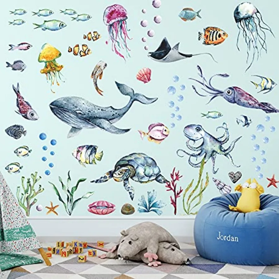 Ocean Life Wall Decals Under The Sea Wall Stickers Whale Clownfish Sea Turtle Cuttlefish Shell Conch Coral Wall Decorations for
Ocean Life Wall Decals Under The Sea Wall Stickers Whale Clownfish Sea Turtle Cuttlefish Shell Conch Coral Wall Decorations for