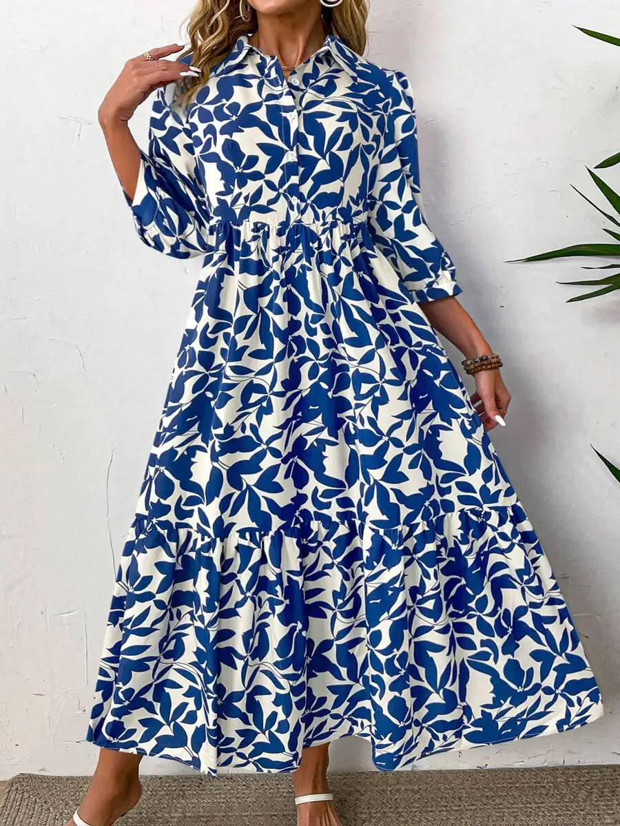 Elegant Floral Print Loose Shirt Dress For Women Summer Casual Maxi Dress
Elegant Floral Print Loose Shirt Dress For Women Summer Casual Maxi Dress