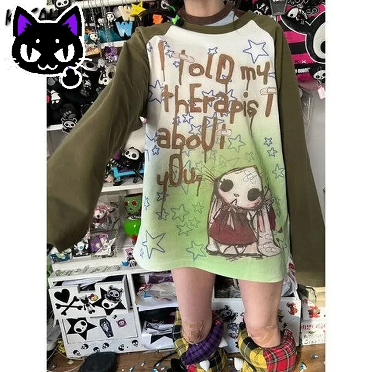 2025 misa hot sale Y2k Aesthetic Long Sleeve T-shirt Women Punk Letter Tie Dye Cartoon Print Loose Graphic T Shirt Couple Fairy
2025 misa hot sale Y2k Aesthetic Long Sleeve T-shirt Women Punk Letter Tie Dye Cartoon Print Loose Graphic T Shirt Couple Fairy