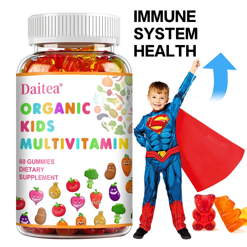 Organic Kids Multivitamin Gummies - Vitamins A, B, C, D & Zinc - Support Immune & Bone Health, 60 Gummies
Organic Kids Multivitamin Gummies - Vitamins A, B, C, D & Zinc - Support Immune & Bone Health, 60 Gummies