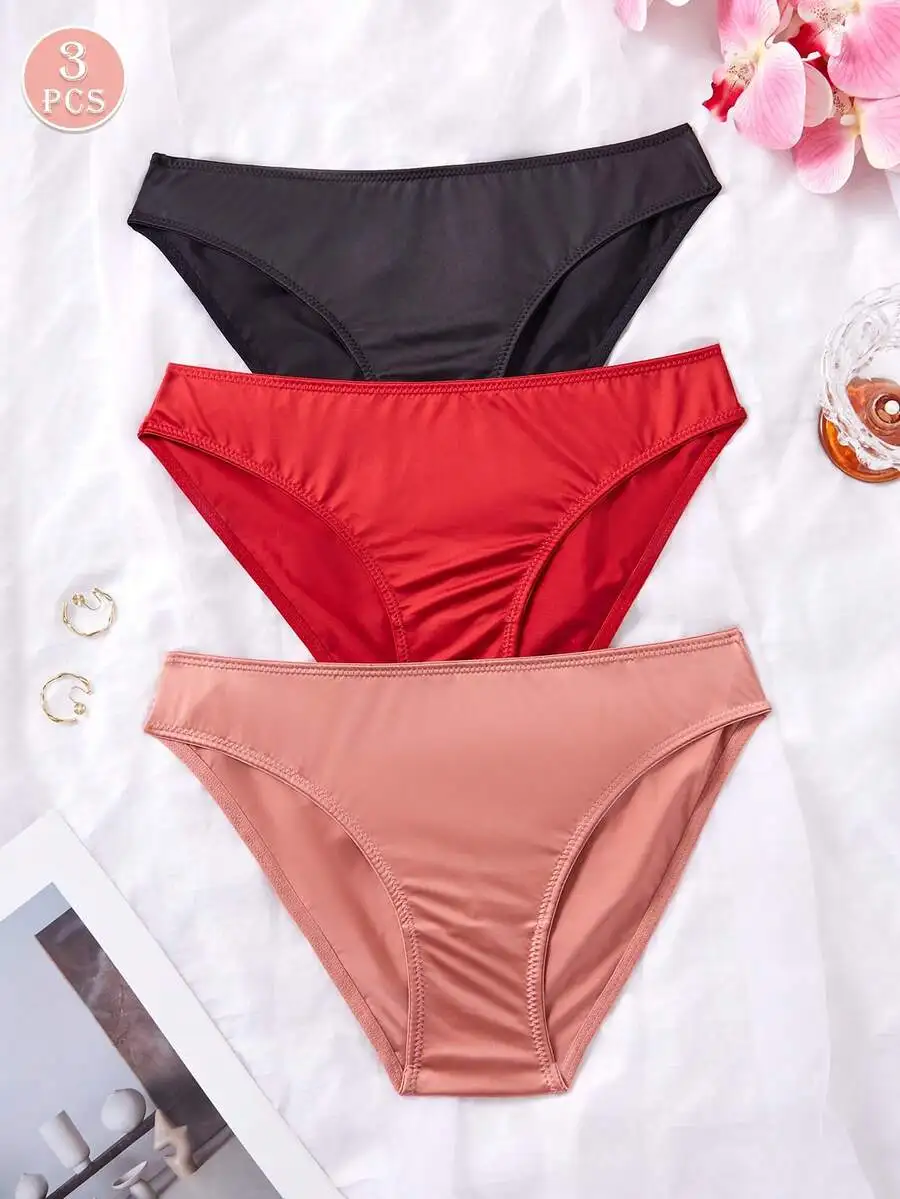 3pcs Women Minimalist Solid Shiny Smooth Briefs Low Rise Breathable Stretch Underwear
3pcs Women Minimalist Solid Shiny Smooth Briefs Low Rise Breathable Stretch Underwear