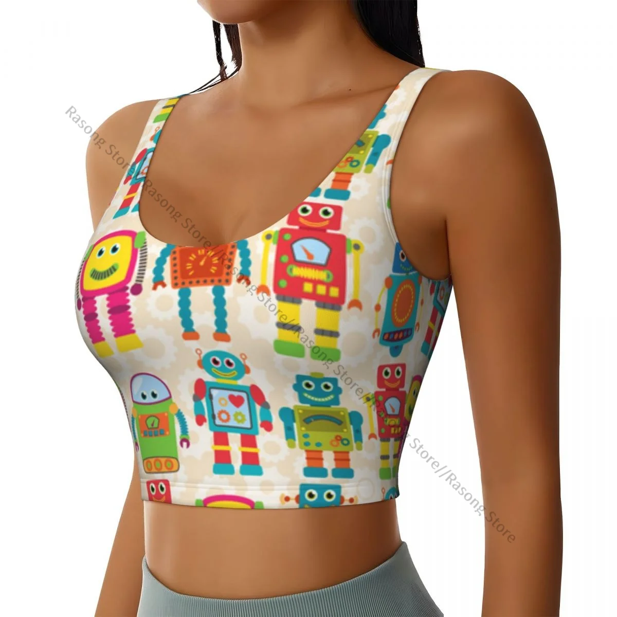 Women Sexy Sports Vest Cute Robots Print Female Streetwear Sport Lingerie Tee Crop Top
Women Sexy Sports Vest Cute Robots Print Female Streetwear Sport Lingerie Tee Crop Top