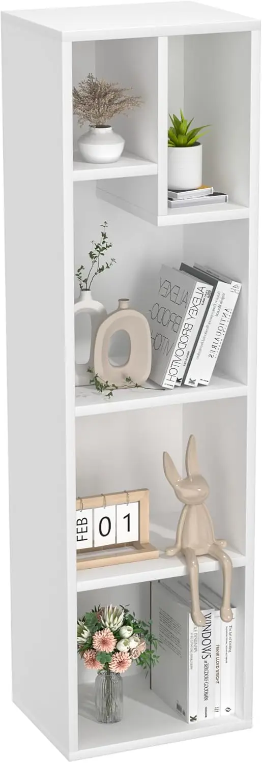 Small White Bookshelf, 5 Cube Slim Bookcase, Fits Tallest Hardcovers, Horizontal Available, Modern Floor Standing Unit,
Small White Bookshelf, 5 Cube Slim Bookcase, Fits Tallest Hardcovers, Horizontal Available, Modern Floor Standing Unit,
