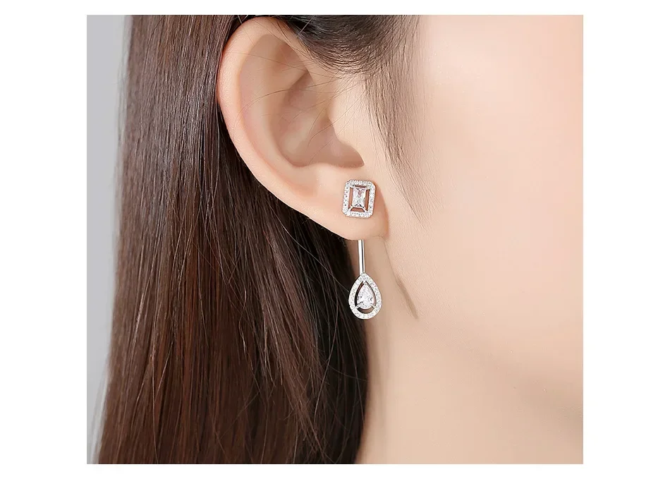 Women's Double Wear Geometric Crystal Earrings Austrian Zirconia Rear Hanging Dangle Stylish Fashion Jewelry Accessory
Women's Double Wear Geometric Crystal Earrings Austrian Zirconia Rear Hanging Dangle Stylish Fashion Jewelry Accessory