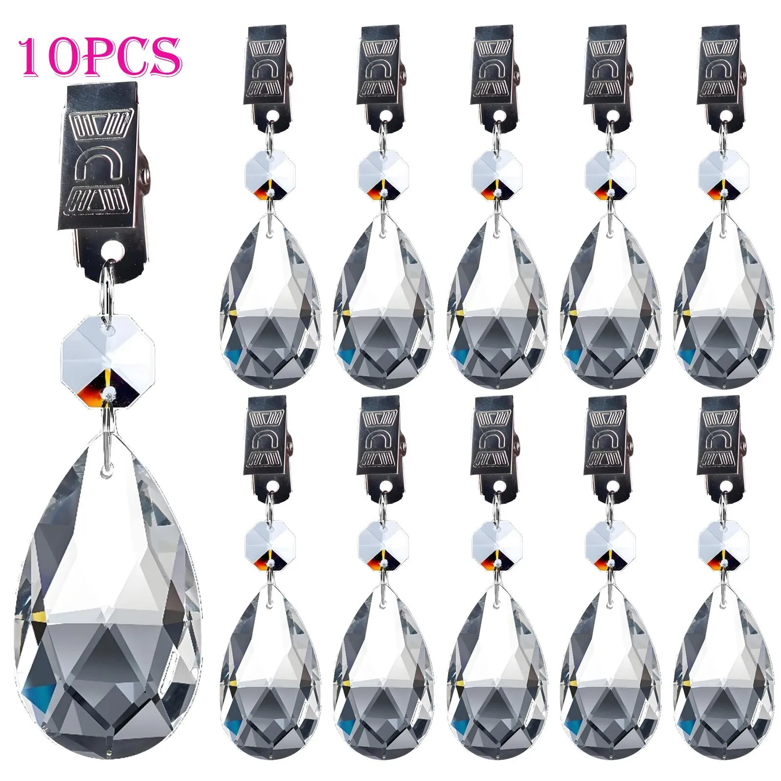 10Pcs/Lot Clear Mesh Drop Crystal Pendants 38mm with Octagonal Beads Silver Rings DIY SunCatcher Chandelier Wedding Ornaments
10Pcs/Lot Clear Mesh Drop Crystal Pendants 38mm with Octagonal Beads Silver Rings DIY SunCatcher Chandelier Wedding Ornaments