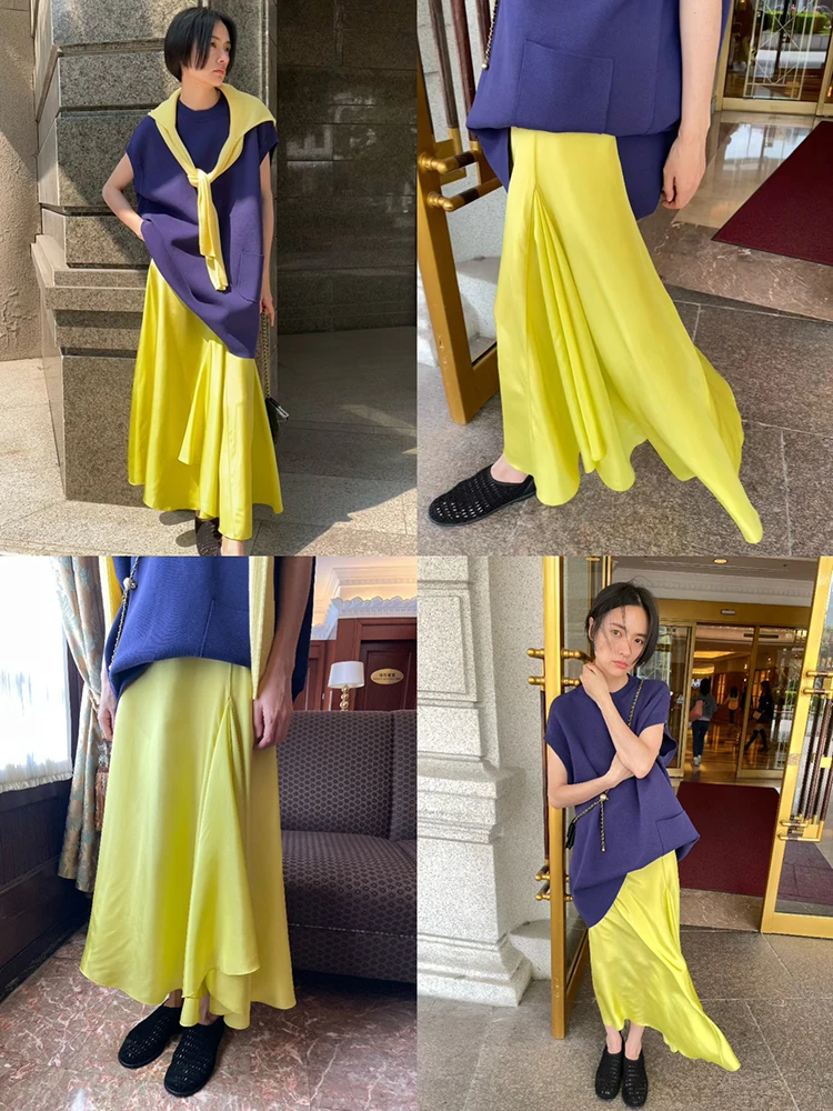 YVONE LIU Luxury Silk Asymmetrical Midi Skirt Ele Simple Color Women's Ci Commute A-Line Skirt Side Zipper Closure
YVONE LIU Luxury Silk Asymmetrical Midi Skirt Ele Simple Color Women's Ci Commute A-Line Skirt Side Zipper Closure
