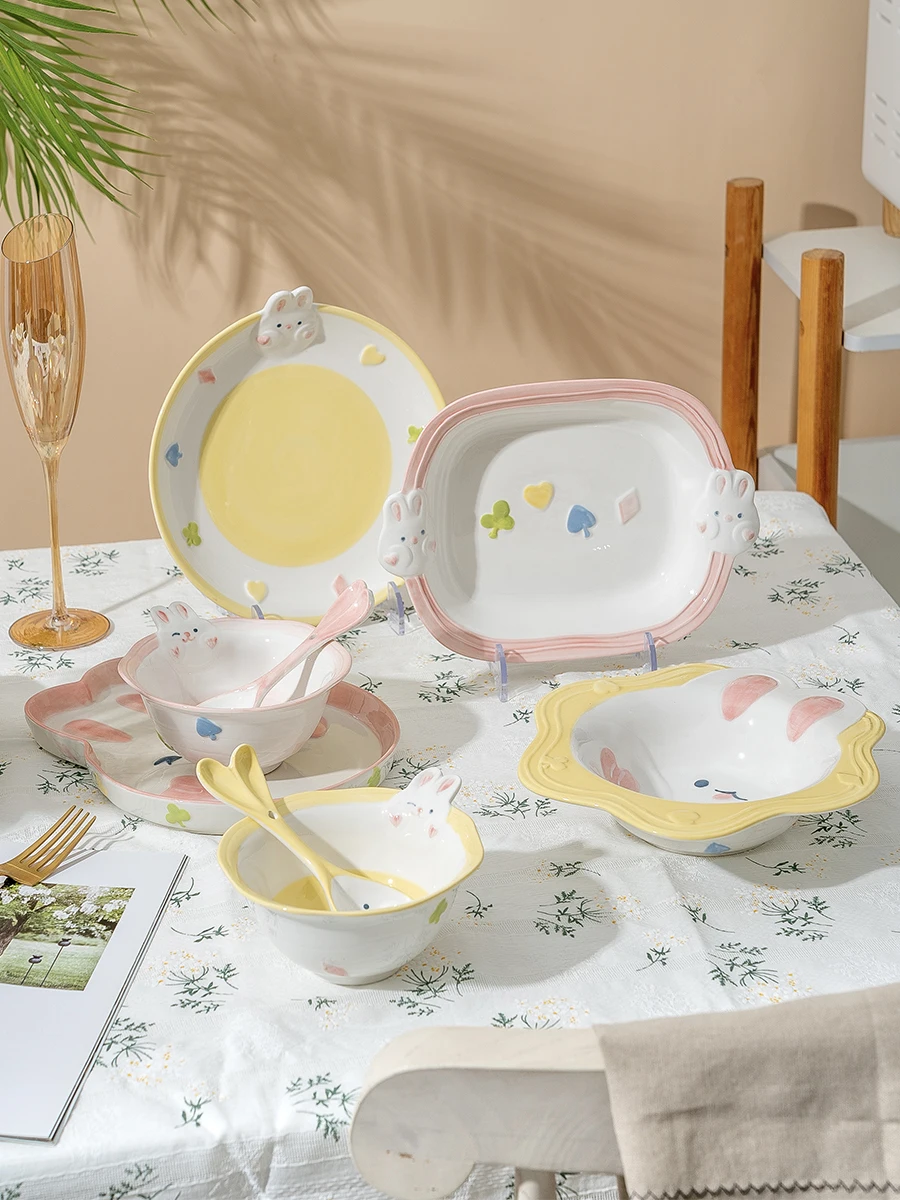 Cute Rabbit Cerc Plate Dert Breakfast Bowl Spoon Dining Utensils Korean Sle Soft Cute Healing Irregular ape
Cute Rabbit Cerc Plate Dert Breakfast Bowl Spoon Dining Utensils Korean Sle Soft Cute Healing Irregular ape