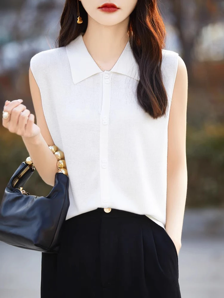White Shirt Collar Knitted Sweater Women's New Style Spring Autumn Sleeveless Vest Winter Inner Wear Regular Fit Commute Style
White Shirt Collar Knitted Sweater Women's New Style Spring Autumn Sleeveless Vest Winter Inner Wear Regular Fit Commute Style