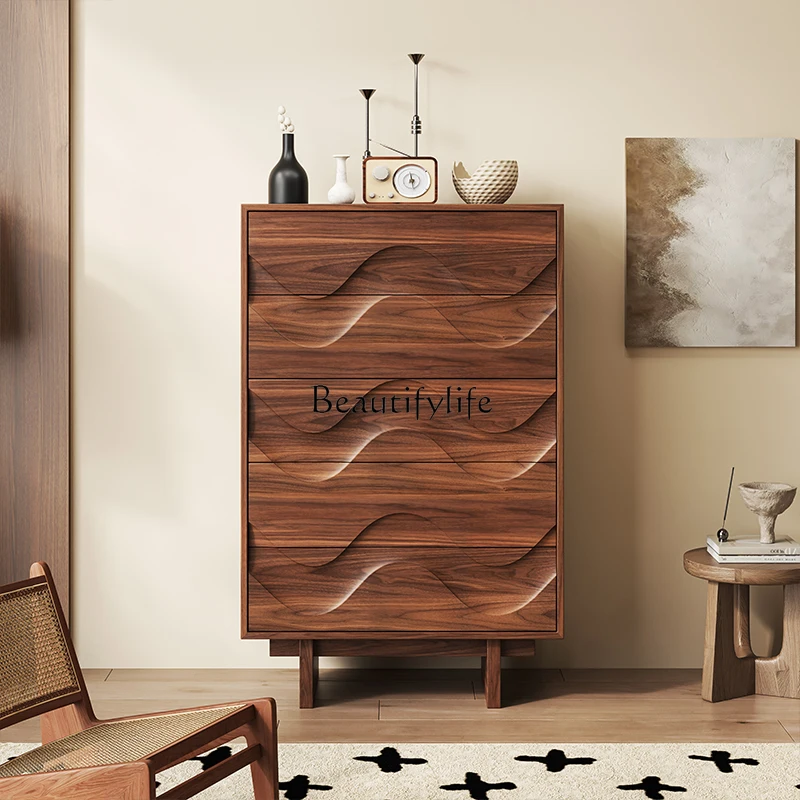 **Nordic style chest, medieval entrance, living room, bedroom, retro storage, black walnut solid wood drawer decorative cabinet
**Nordic style chest, medieval entrance, living room, bedroom, retro storage, black walnut solid wood drawer decorative cabinet