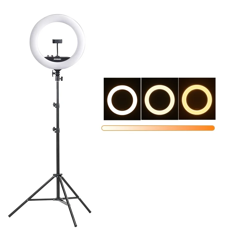 Jinbei EFR-36 18 Inch LED Ring Light Dimmable Photography Video Makeup 36W LED Selfie Ring Light 2700K-7500K with Tripod Stand
Jinbei EFR-36 18 Inch LED Ring Light Dimmable Photography Video Makeup 36W LED Selfie Ring Light 2700K-7500K with Tripod Stand