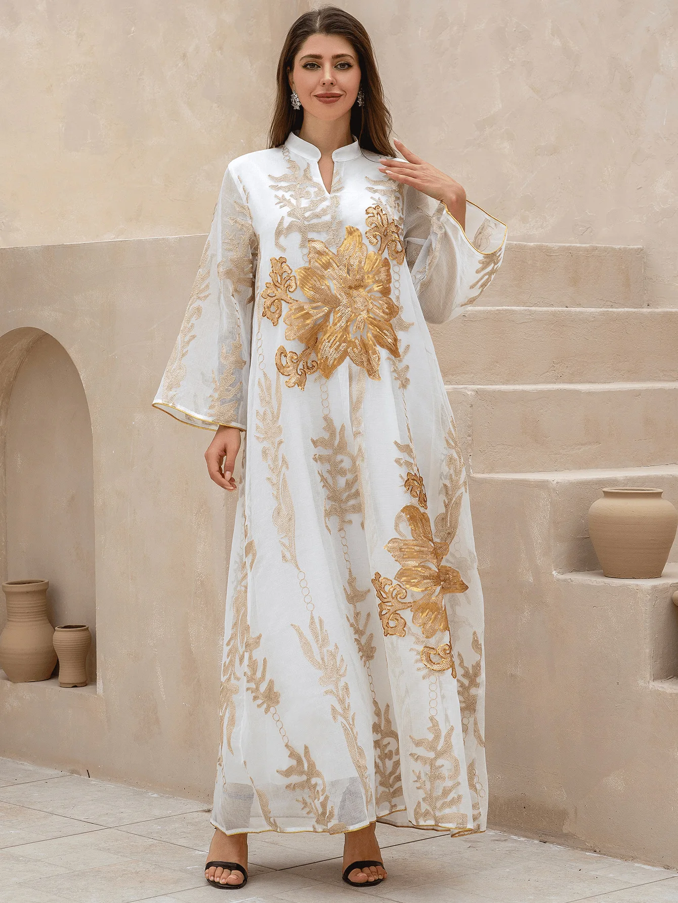 Extravagant Dress Sequin Embroidered Cocktail Dress Modest Middle-Eastern Evening Dress Opulent Modest Floor-Length Gown
Extravagant Dress Sequin Embroidered Cocktail Dress Modest Middle-Eastern Evening Dress Opulent Modest Floor-Length Gown