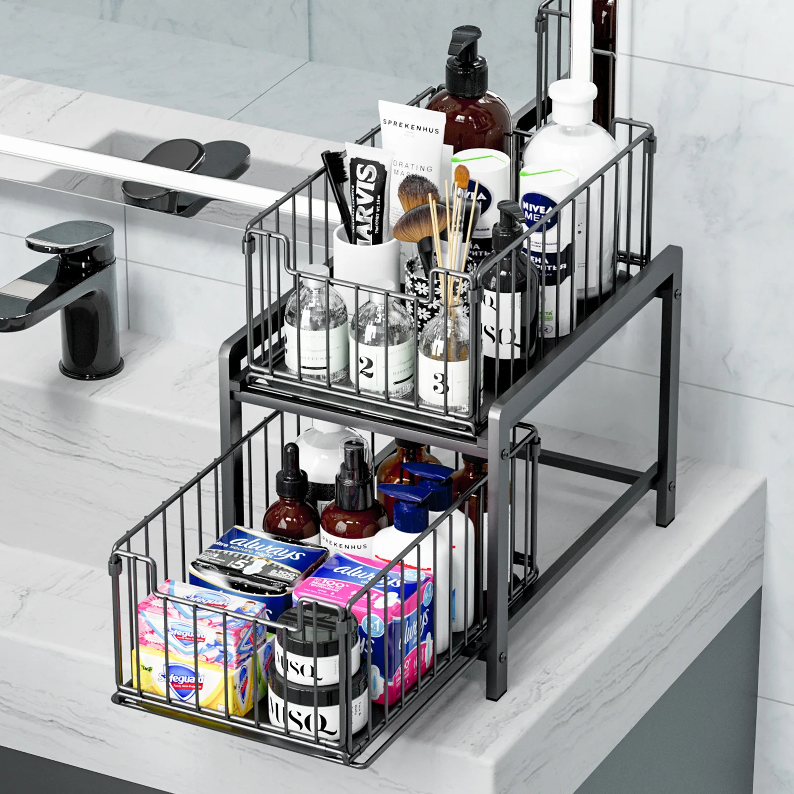 New model Cabinet drawer rack, kitchen supplies storage basket, layered seasoning, under dishes, sink, pull storage box
New model Cabinet drawer rack, kitchen supplies storage basket, layered seasoning, under dishes, sink, pull storage box