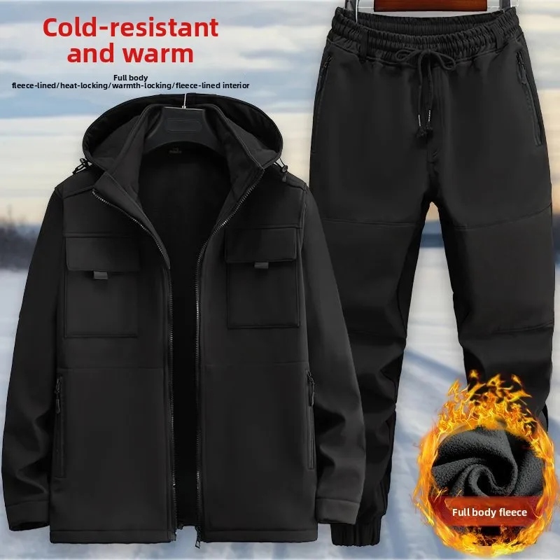 Thiened Fce Winter Outdoor Men's Workwear Windproof Waterproof Polyester Fiber 00% Anti-cold Warm Jaet Pants Set
Thiened Fce Winter Outdoor Men's Workwear Windproof Waterproof Polyester Fiber 00% Anti-cold Warm Jaet Pants Set