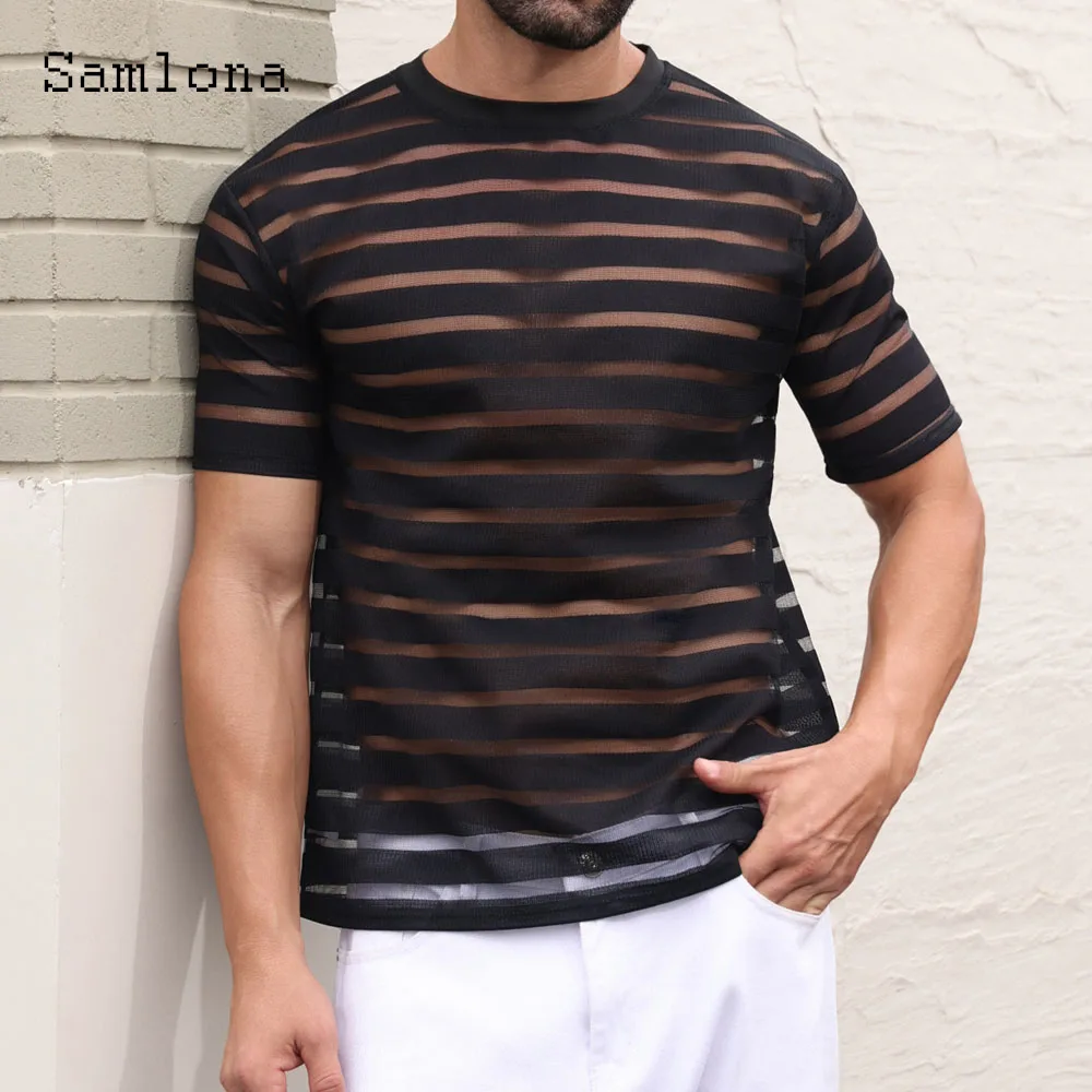 2025 European Sexy Hollow Mesh T-shirt Mens Short Sleeve Casual Beach Tops Clothing Men Round Neck Stretch Skinny Pullovers New
2025 European Sexy Hollow Mesh T-shirt Mens Short Sleeve Casual Beach Tops Clothing Men Round Neck Stretch Skinny Pullovers New