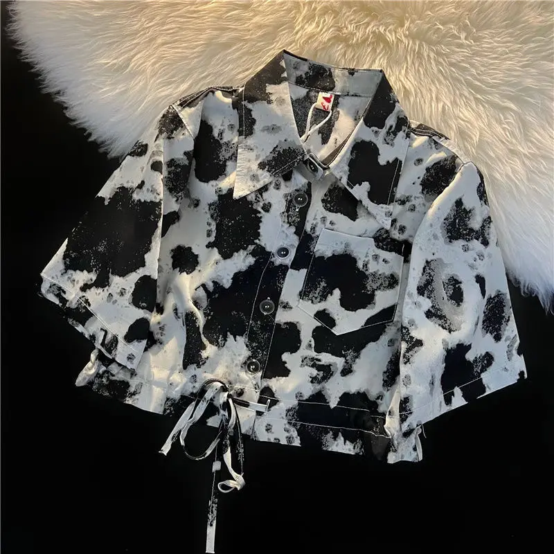Tie Dye Vintage Drawstring Short Shirt Tops Short Sleeve Loose Youth High Street Blouse Casual Fashion Women Clothing Summer New
Tie Dye Vintage Drawstring Short Shirt Tops Short Sleeve Loose Youth High Street Blouse Casual Fashion Women Clothing Summer New