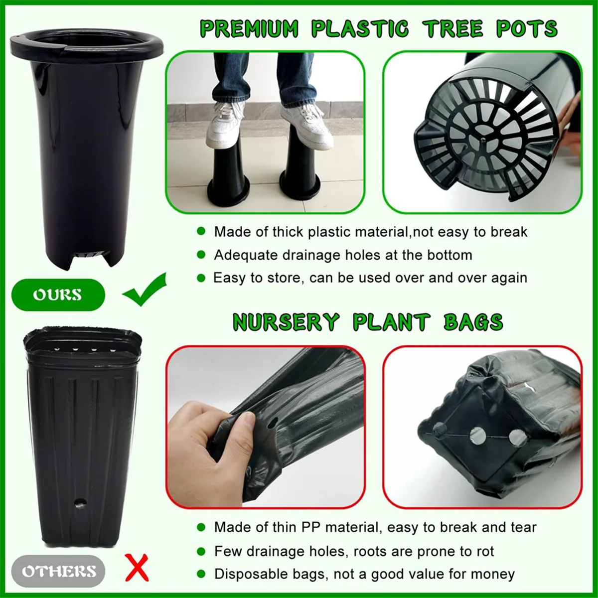 B59A 10Pcs Plastic Deep Plant Nursery Pots, Thick Stable Tall Tree Pots, Reusable Tall Seedling Plant Container Pots, Deep
B59A 10Pcs Plastic Deep Plant Nursery Pots, Thick Stable Tall Tree Pots, Reusable Tall Seedling Plant Container Pots, Deep