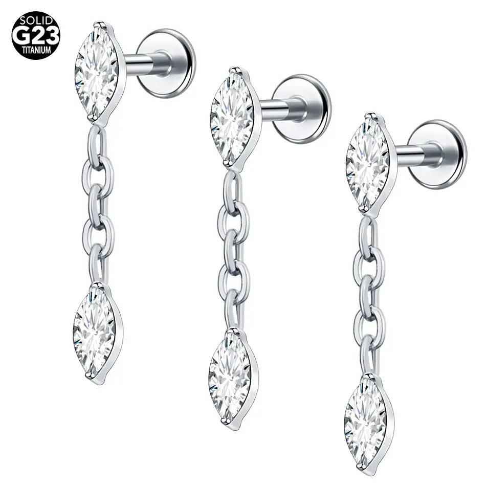 1/5PCS Titanium Marquise Ear Tragus Earring Stud CZ Dangle Hidden Chain Cartilage Tragus Helix Conch Stud Tragus Earring Jewelry
1/5PCS Titanium Marquise Ear Tragus Earring Stud CZ Dangle Hidden Chain Cartilage Tragus Helix Conch Stud Tragus Earring Jewelry