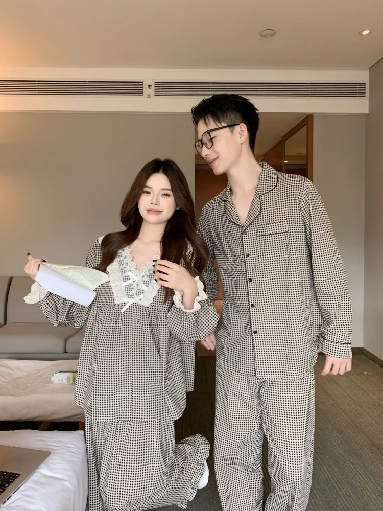 plaid autumn pajamas set women cotton casual two piece home suit blouse + trousers loose vintage lace bow harajuku sleepwear
plaid autumn pajamas set women cotton casual two piece home suit blouse + trousers loose vintage lace bow harajuku sleepwear