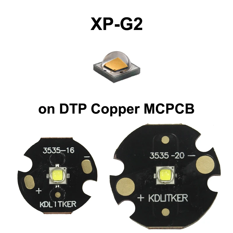 XP-G2 5W 777 Lumens 6500K 5000K 4000K 3000K SMD 3535 LED Emitter on KDLitker DTP Copper MCPCB Flashlight DIY Bead Torch
XP-G2 5W 777 Lumens 6500K 5000K 4000K 3000K SMD 3535 LED Emitter on KDLitker DTP Copper MCPCB Flashlight DIY Bead Torch