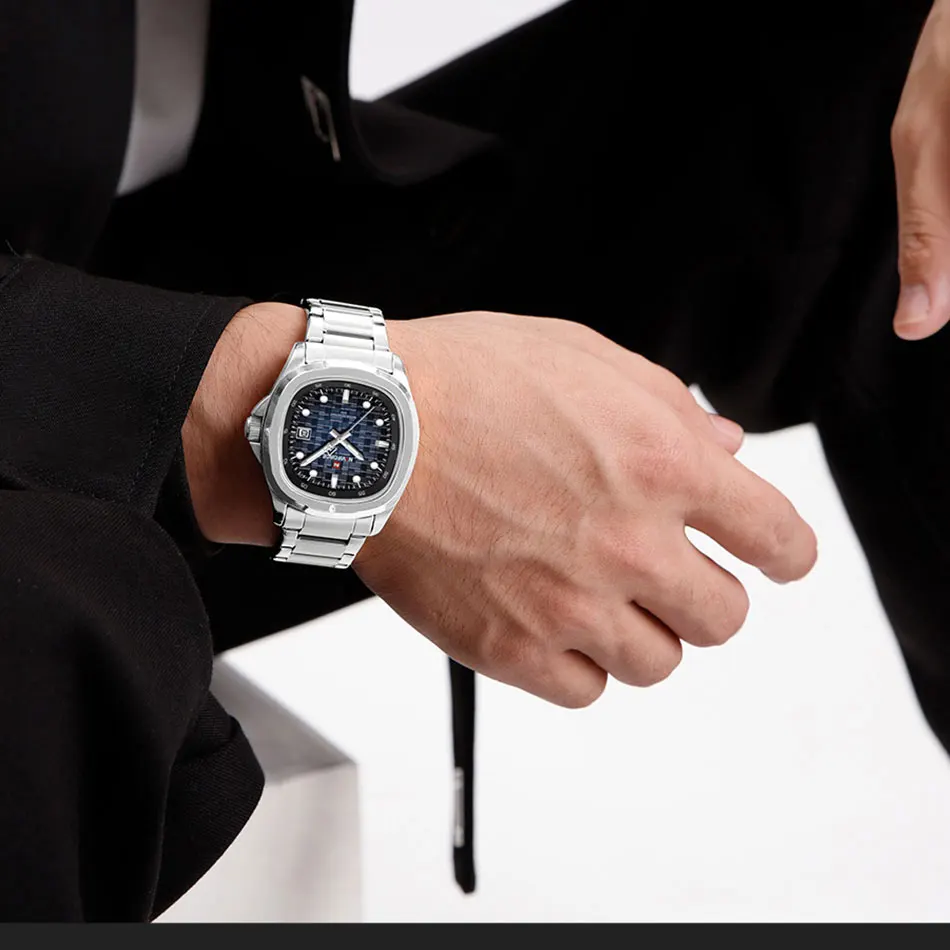 NAVIFORCE мужские спортивные наручные часы с квадратным циферблатом, модные мужские деловые кварцевые часы из нержавеющей стали, светящиеся часы-календарь NF9240
NAVIFORCE мужские спортивные наручные часы с квадратным циферблатом, модные мужские деловые кварцевые часы из нержавеющей стали, светящиеся часы-календарь NF9240