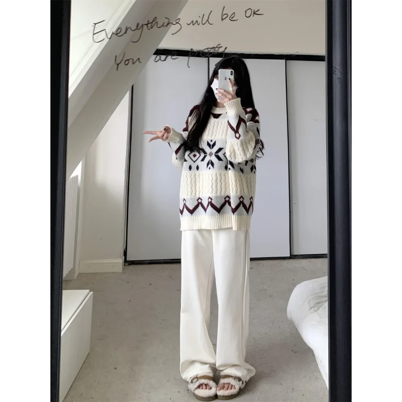 Women Autumn Winter Korean Fashion Jacquard Color Blocking O-neck Knitting Women Clothes Simplicity Loose Pullovers Long Sleeve
Women Autumn Winter Korean Fashion Jacquard Color Blocking O-neck Knitting Women Clothes Simplicity Loose Pullovers Long Sleeve