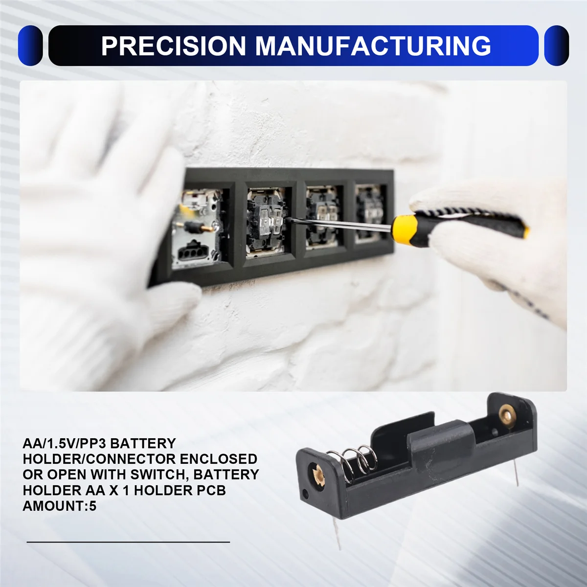 【FITTING!】AA/1.5V/PP3 Battery Holder/Connector Enclosed or Open with Switch, Battery Holder AA x 1 Holder PCB Amount:5
【FITTING!】AA/1.5V/PP3 Battery Holder/Connector Enclosed or Open with Switch, Battery Holder AA x 1 Holder PCB Amount:5