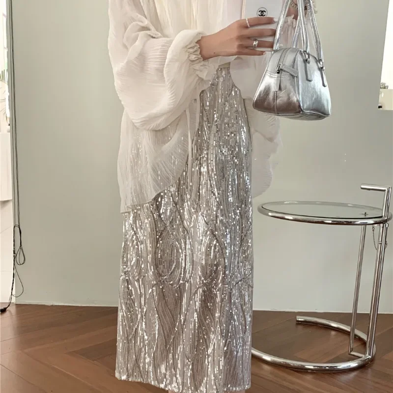 2025 New Temperament Women's Spring/Summer Solid Color Sequins Fashion Elegant Versatile Slim Fit Split Bag Hip Long Skirts
2025 New Temperament Women's Spring/Summer Solid Color Sequins Fashion Elegant Versatile Slim Fit Split Bag Hip Long Skirts