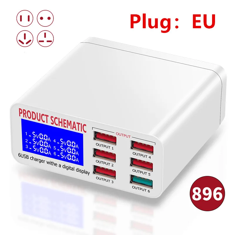 6 USB Charger HUB Charge 6 Device At Same Time LED Screen Display Show Charge Voltage Current USB Fast Charger
6 USB Charger HUB Charge 6 Device At Same Time LED Screen Display Show Charge Voltage Current USB Fast Charger