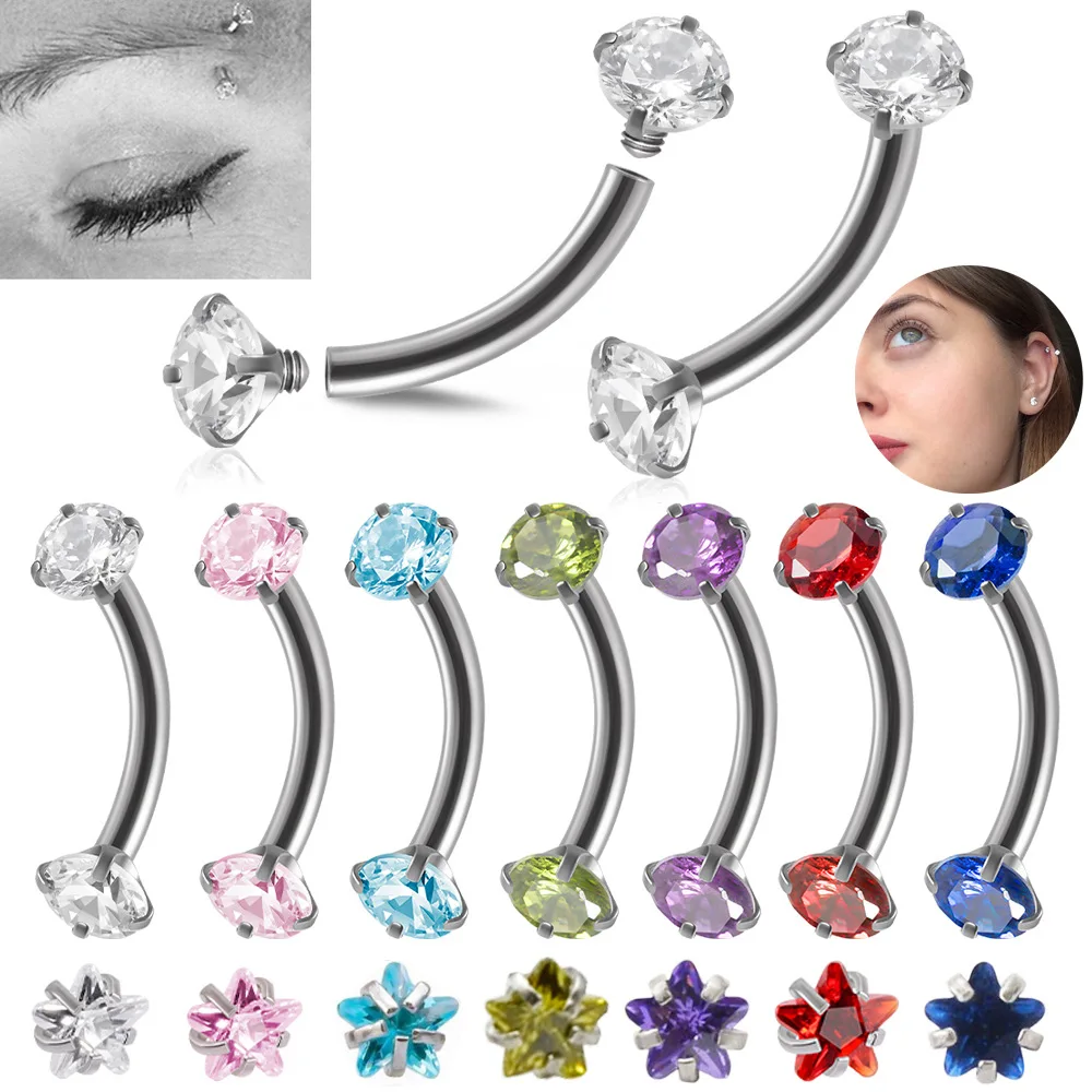 16g Star Round Heart 3mm Zircon Eyebrow Ring Internal Thread 6/8/10/12/14mm Bar Curved Barbell Ear Tragus Piercing
16g Star Round Heart 3mm Zircon Eyebrow Ring Internal Thread 6/8/10/12/14mm Bar Curved Barbell Ear Tragus Piercing