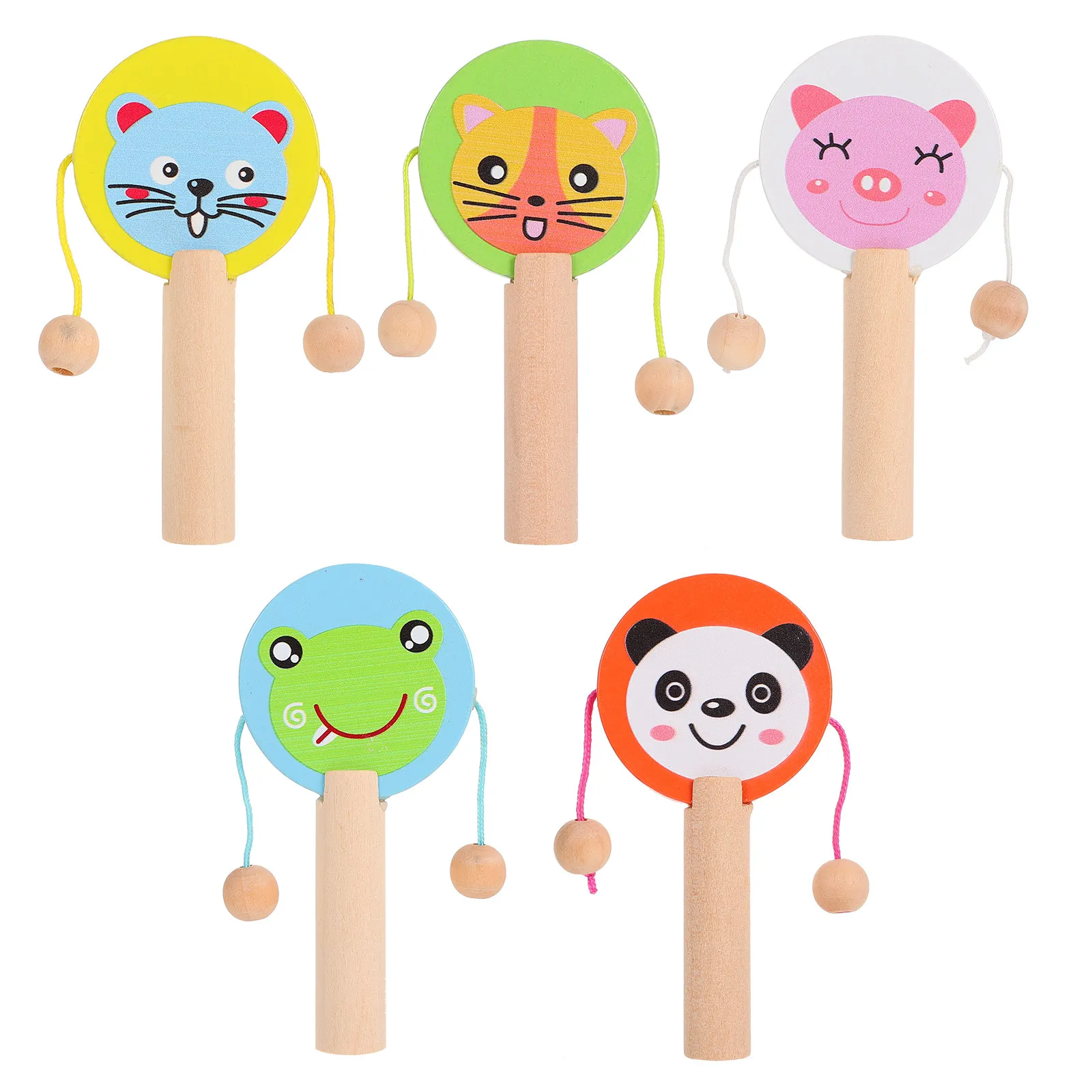 5Pcs Baby Animal Rattle Drum Wooden Cartoon Hand Drums Early Education Hearing Cognition Development Anti-Drop Wear-Resistant
5Pcs Baby Animal Rattle Drum Wooden Cartoon Hand Drums Early Education Hearing Cognition Development Anti-Drop Wear-Resistant