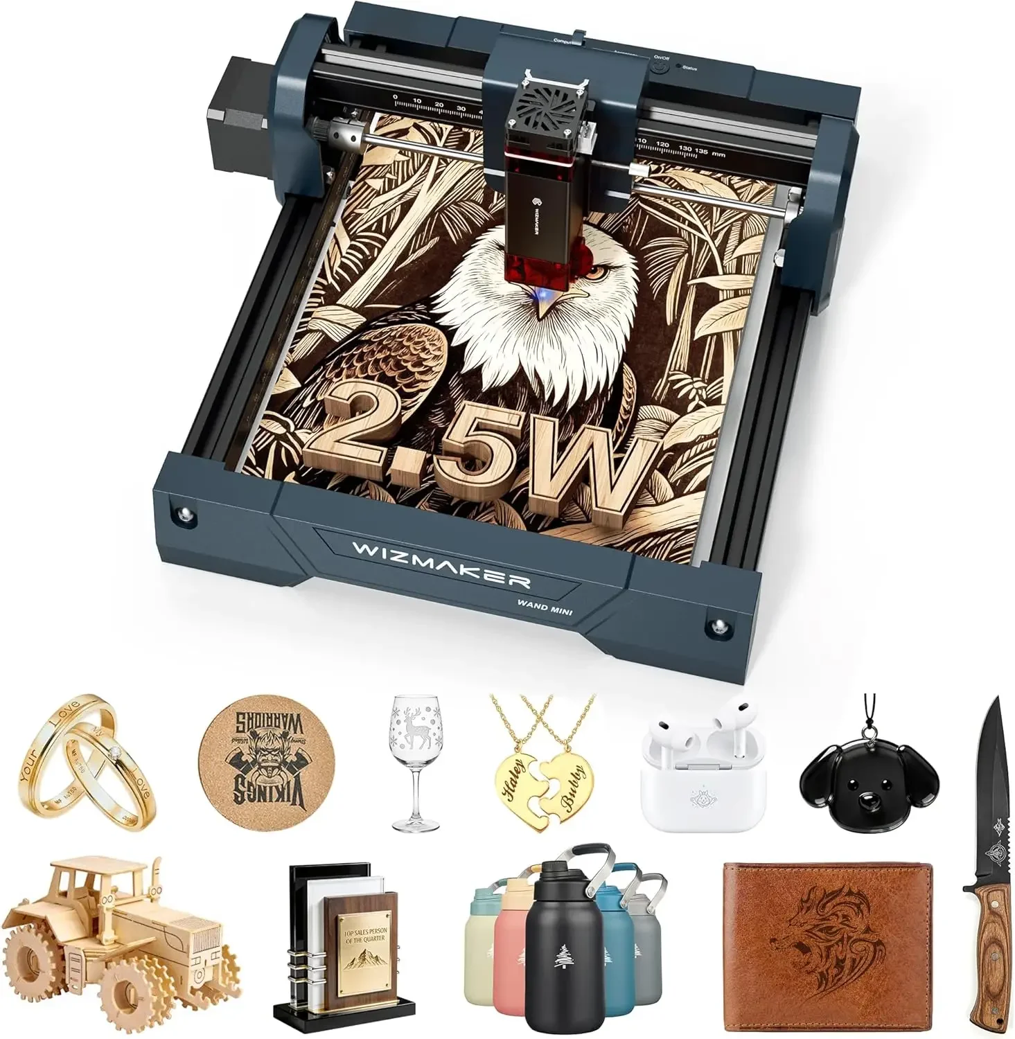 Wand MINI 2.5W Laser Engraver, Compact Engraving Machine for Wood Acrylic Glass, 135×145 mm Working Area, High‑Precision 0.04 mm
Wand MINI 2.5W Laser Engraver, Compact Engraving Machine for Wood Acrylic Glass, 135×145 mm Working Area, High‑Precision 0.04 mm