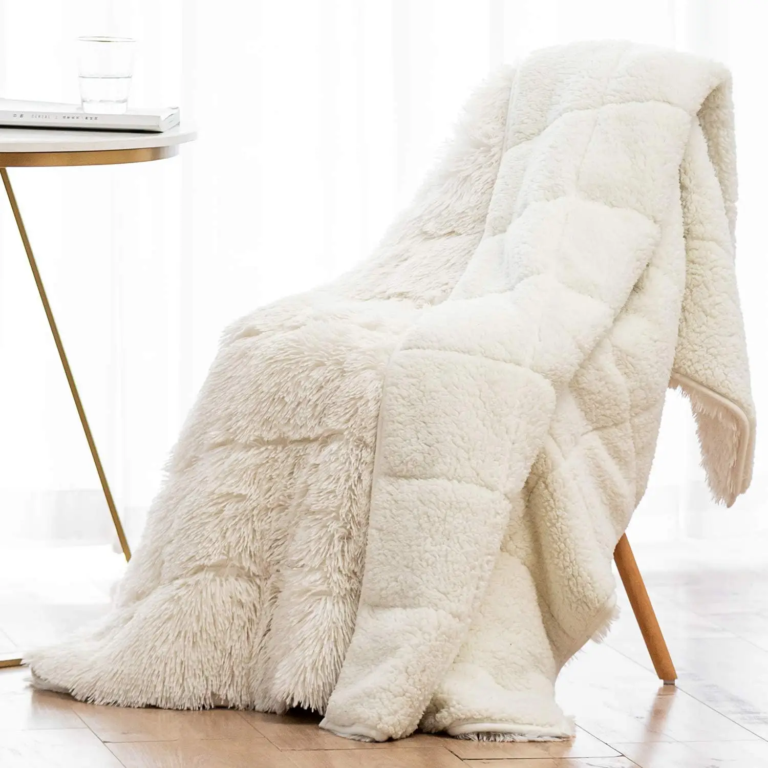 Cozy Fluffy Faux Fur Weighted Blanket, 10lbs Heavy Sherpa Plush for Bed or Couch, Cream White 48x72 Inches
Cozy Fluffy Faux Fur Weighted Blanket, 10lbs Heavy Sherpa Plush for Bed or Couch, Cream White 48x72 Inches