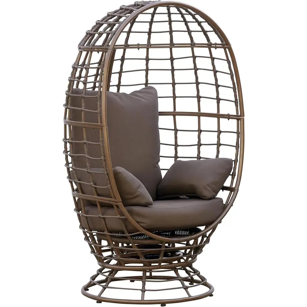 Rotating Boho Wicker Egg Chair with Cushion & Pillows, Outdoor-Friendly, All-Weather PE Rattan, Brown
Rotating Boho Wicker Egg Chair with Cushion & Pillows, Outdoor-Friendly, All-Weather PE Rattan, Brown