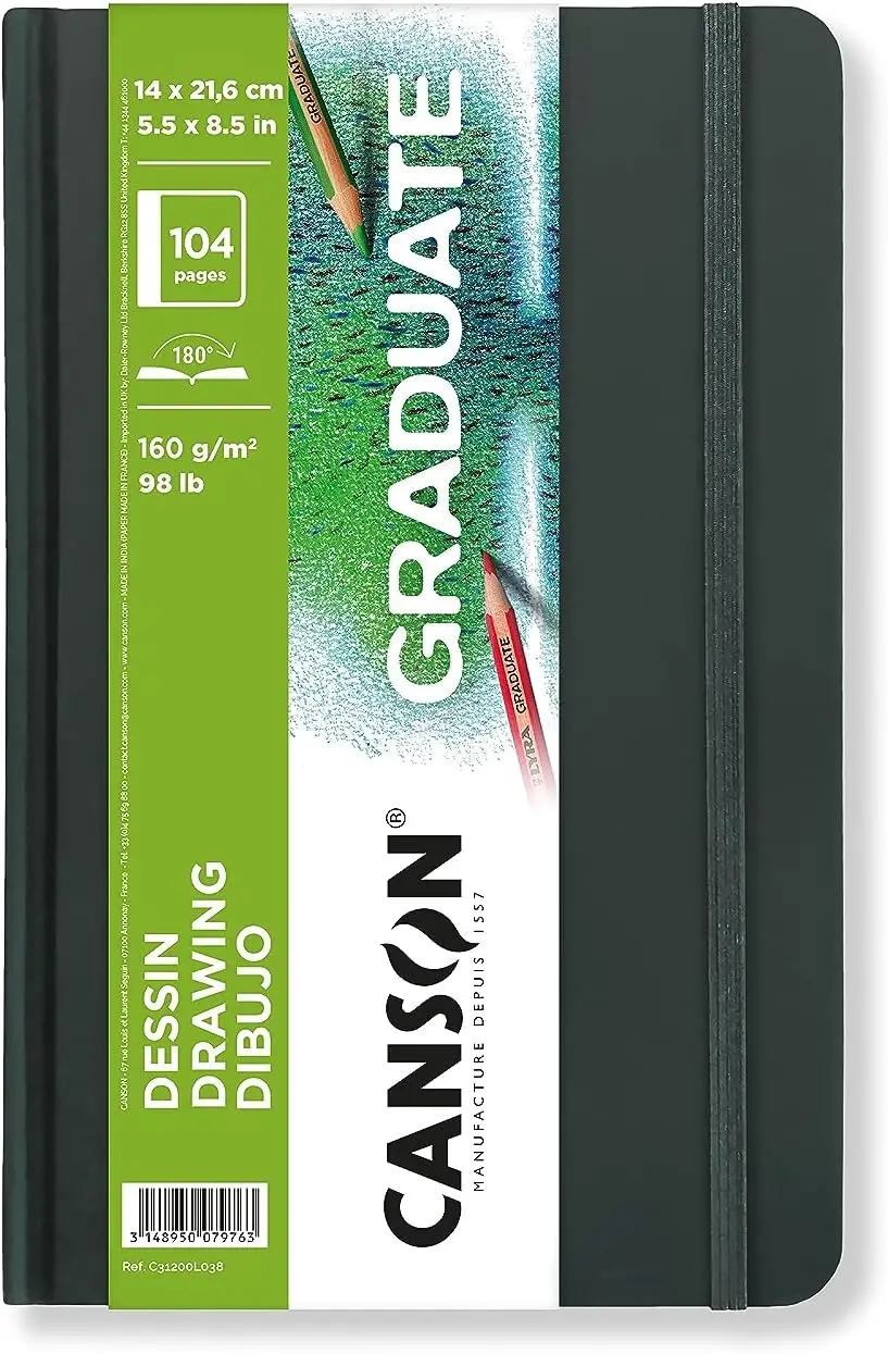 Hardcover Sketch Book, 5.5"x8.5", 98lb/160gsm, 52 Sheets, for Pencil, Ink, Pen & Marker
Hardcover Sketch Book, 5.5"x8.5", 98lb/160gsm, 52 Sheets, for Pencil, Ink, Pen & Marker
