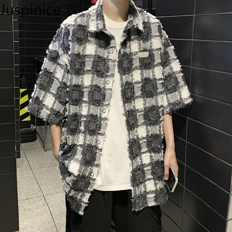 Summer Thin Plaid Short-sleeved Shirt Fashion Men's Loose Niche High Street Handsome Shirts Men Tops T-shirts Male Clothes
Summer Thin Plaid Short-sleeved Shirt Fashion Men's Loose Niche High Street Handsome Shirts Men Tops T-shirts Male Clothes