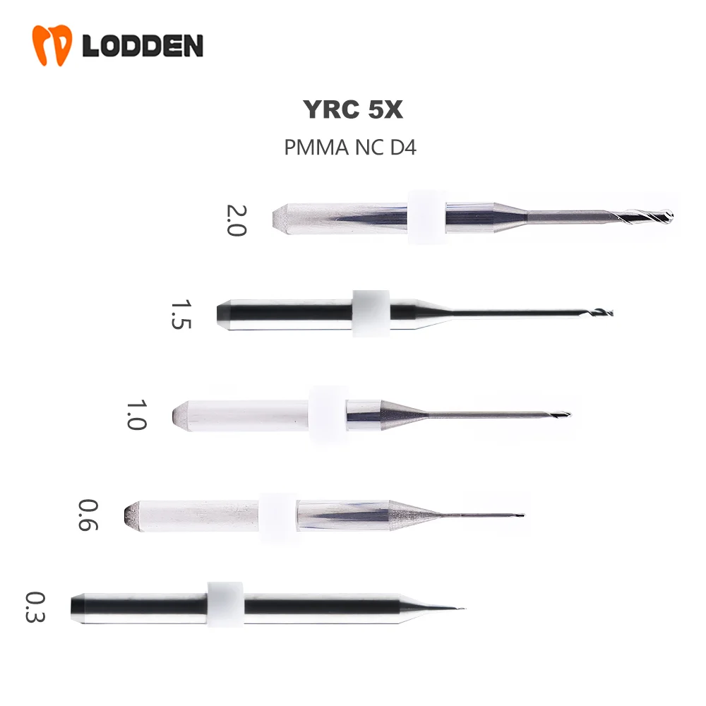 YRC-5X Milling Burs PMMA NC D4 Dental Lab Machine Grinding Material Drill Dental Resin Tool Diameter 0.3/0.6/1.0/1.5/2.0MM
YRC-5X Milling Burs PMMA NC D4 Dental Lab Machine Grinding Material Drill Dental Resin Tool Diameter 0.3/0.6/1.0/1.5/2.0MM
