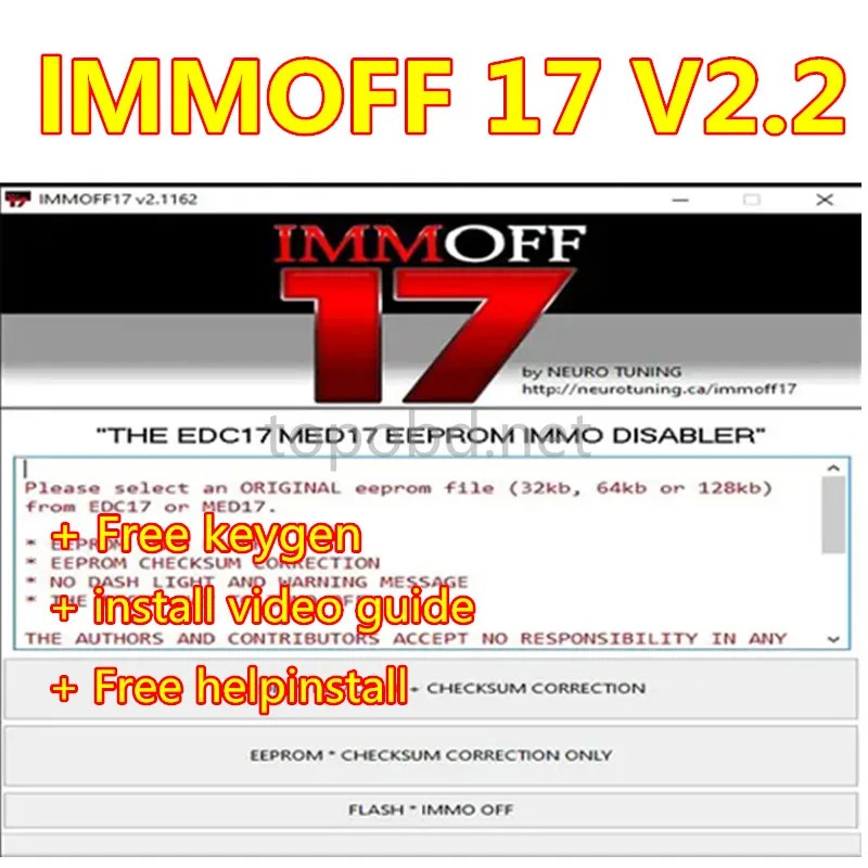Newest Immo Off iMMOFF17 Software EDC17 Immo Off Ecu Program NEUROTUNING Immoff17 Disabler + install video + free help install
Newest Immo Off iMMOFF17 Software EDC17 Immo Off Ecu Program NEUROTUNING Immoff17 Disabler + install video + free help install