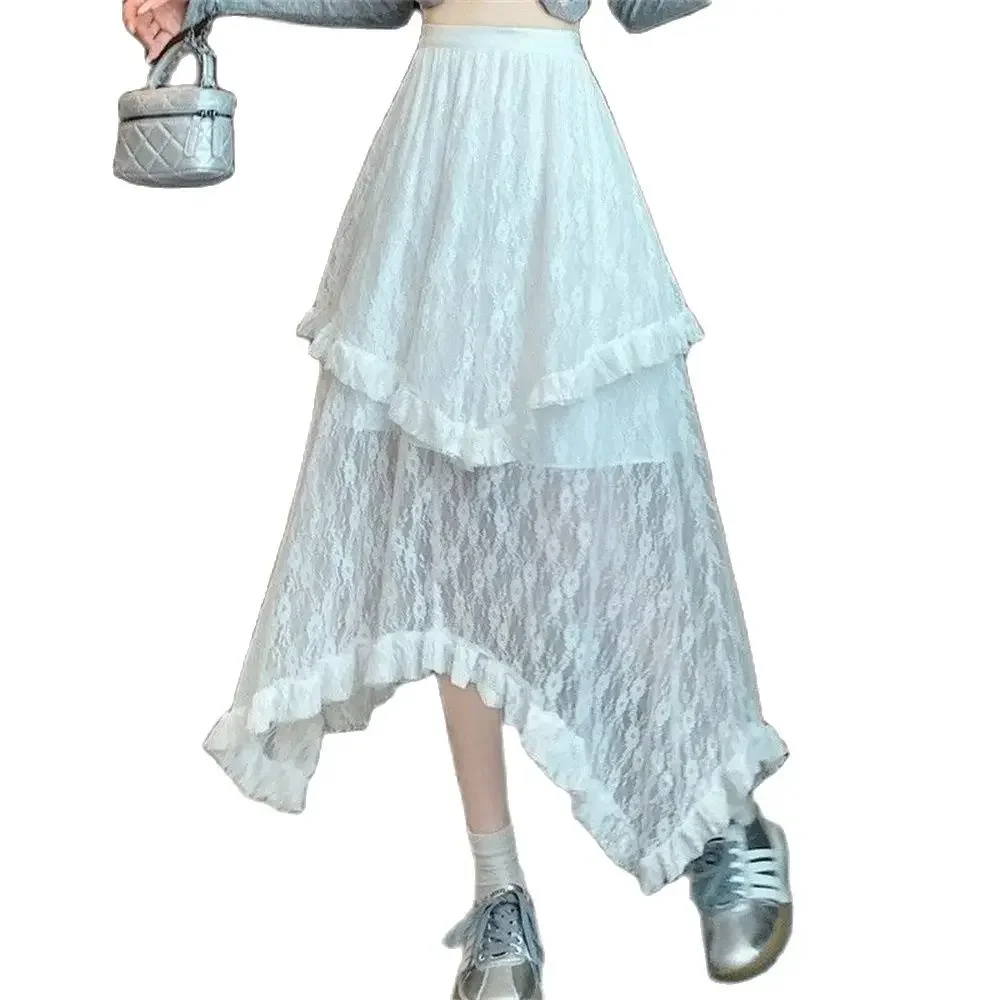 2024 Korean Style Summer High Waist Irregular Ruffle A-Line Casual Sweet Girls Long Skirts Black clothing White Lace Cake Skirt
2024 Korean Style Summer High Waist Irregular Ruffle A-Line Casual Sweet Girls Long Skirts Black clothing White Lace Cake Skirt