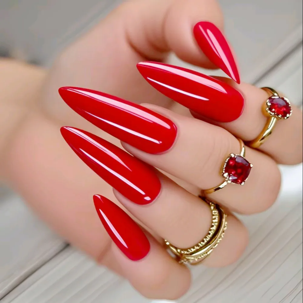 48Pcs Super Long Stiletto Fake Nails Shiny Red Artificial False Nails Full Cover Fingernails Tip With Glue Manicure Tool
48Pcs Super Long Stiletto Fake Nails Shiny Red Artificial False Nails Full Cover Fingernails Tip With Glue Manicure Tool
