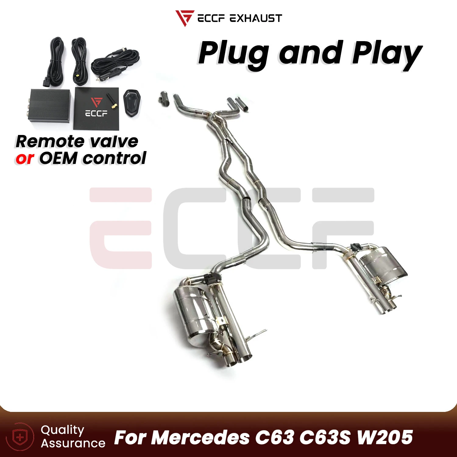 ECCF For Mercedes C63 C63S W205 T304 Stainless Steel Exhaust Aggressive Sound Plug and Play Performance Upgrade
ECCF For Mercedes C63 C63S W205 T304 Stainless Steel Exhaust Aggressive Sound Plug and Play Performance Upgrade