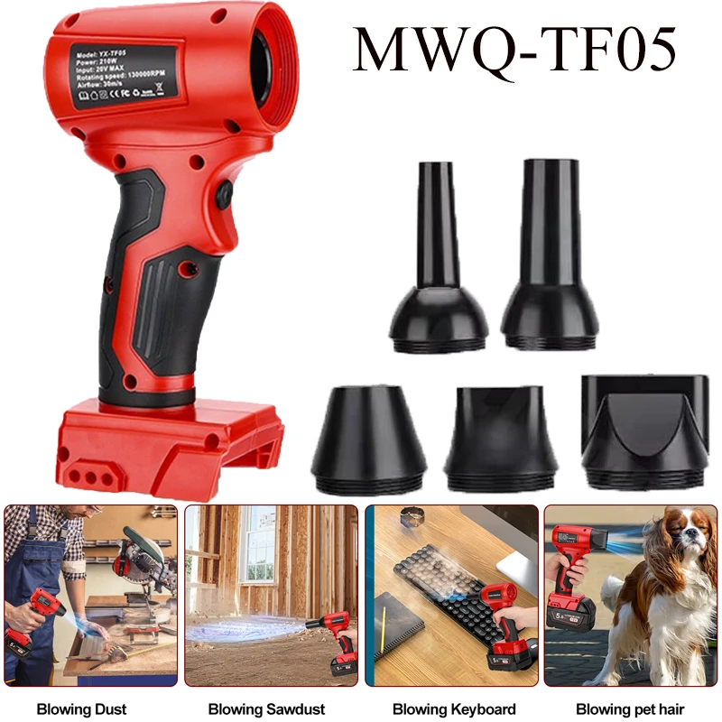 Upgraded 210W High Speed Jet Blower for Milwaukee 18V Lithium-ion Battery Mini Electric Air Duster Multi-function Cleaning Tool
Upgraded 210W High Speed Jet Blower for Milwaukee 18V Lithium-ion Battery Mini Electric Air Duster Multi-function Cleaning Tool