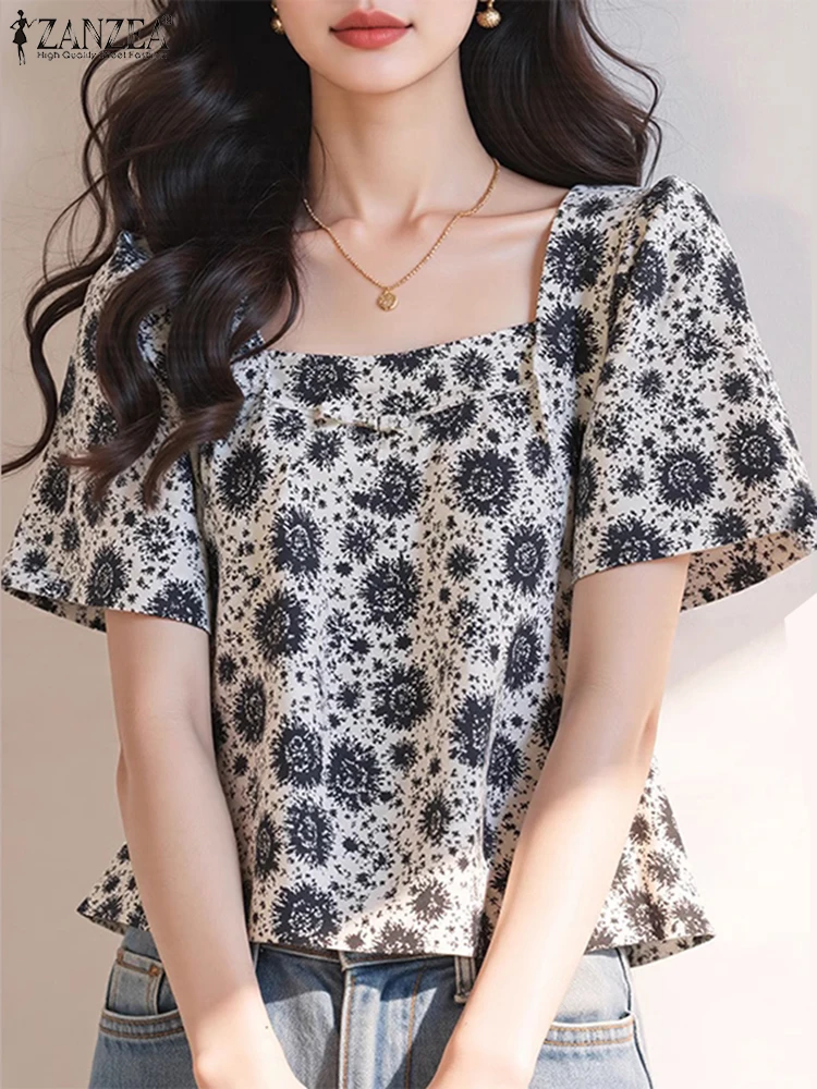 ZANZEA Women Fashion Tops 2025 Summer Short Sleeve Square Collar Casual Blouse Print Tops Vintage Blusas Puff Sleeve Tunic Shirt
ZANZEA Women Fashion Tops 2025 Summer Short Sleeve Square Collar Casual Blouse Print Tops Vintage Blusas Puff Sleeve Tunic Shirt