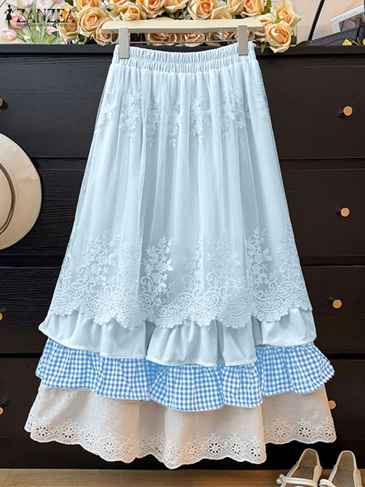 ZANZEA 2025 Women Holiday Maxi Skirts Summer High Waist Casual Ruffle Long Skirt Loose Elastic Waist Lace Plaid Patchwork Bottom
ZANZEA 2025 Women Holiday Maxi Skirts Summer High Waist Casual Ruffle Long Skirt Loose Elastic Waist Lace Plaid Patchwork Bottom