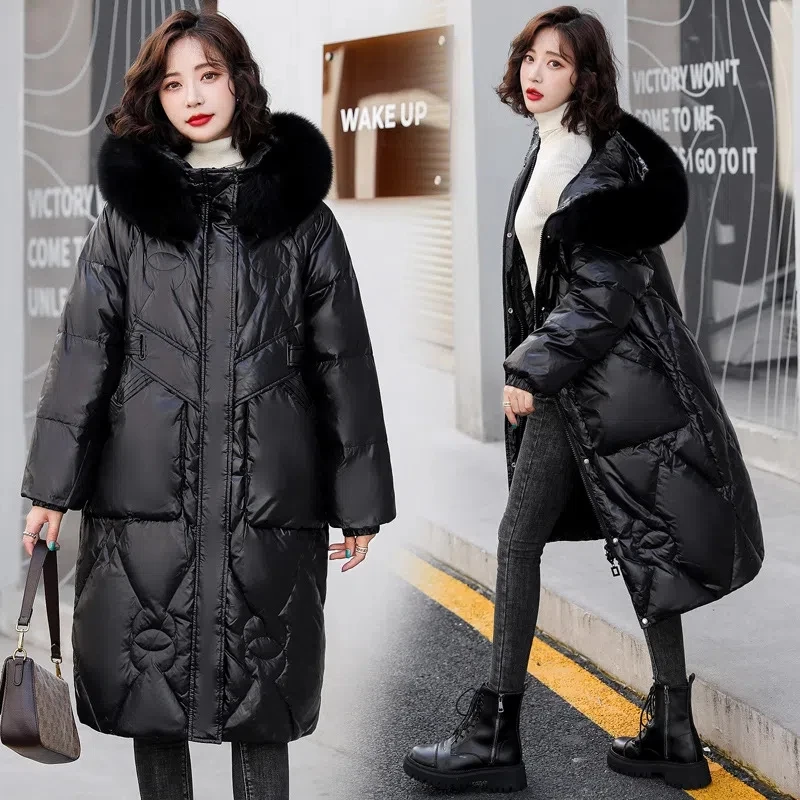 Thicken 90% White Duck Down Coats 2022 New Women's Winter Loose Fox Fur Collar Hooded Down Jacket Long Parkas Outwear Female 6XL
Thicken 90% White Duck Down Coats 2022 New Women's Winter Loose Fox Fur Collar Hooded Down Jacket Long Parkas Outwear Female 6XL