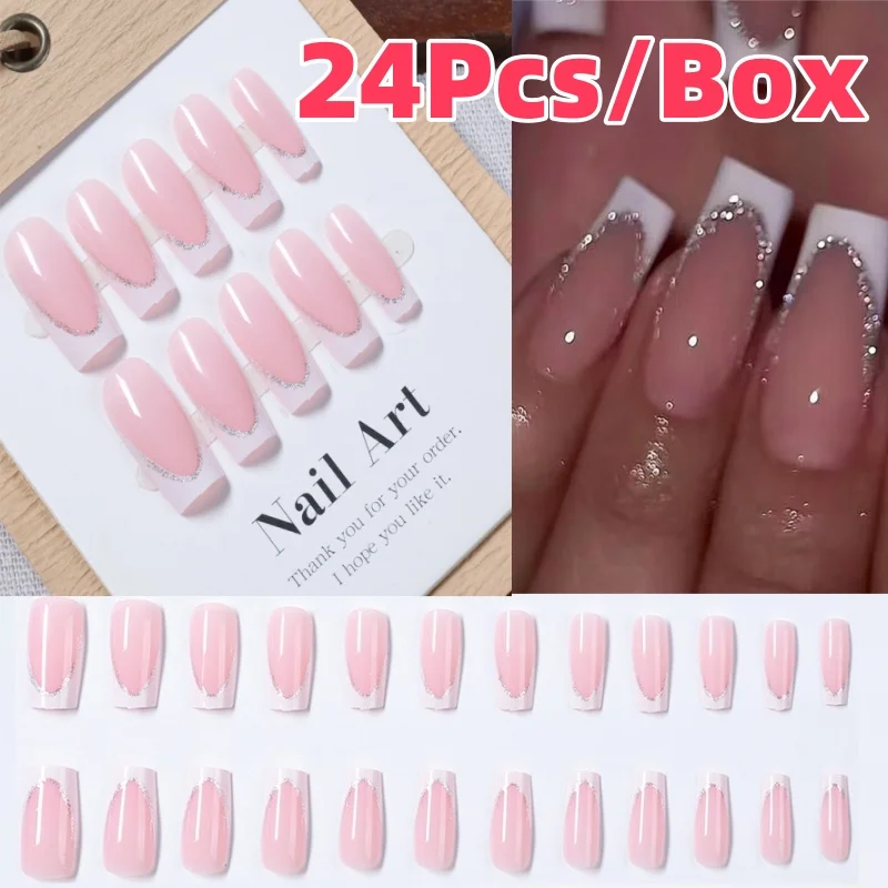 24Pcs(+Jelly Glue) Fashion Pink French Line Press On Nails French Coffin Full Cover Wearable Fake Nail Tip Women False Nail Tips
24Pcs(+Jelly Glue) Fashion Pink French Line Press On Nails French Coffin Full Cover Wearable Fake Nail Tip Women False Nail Tips