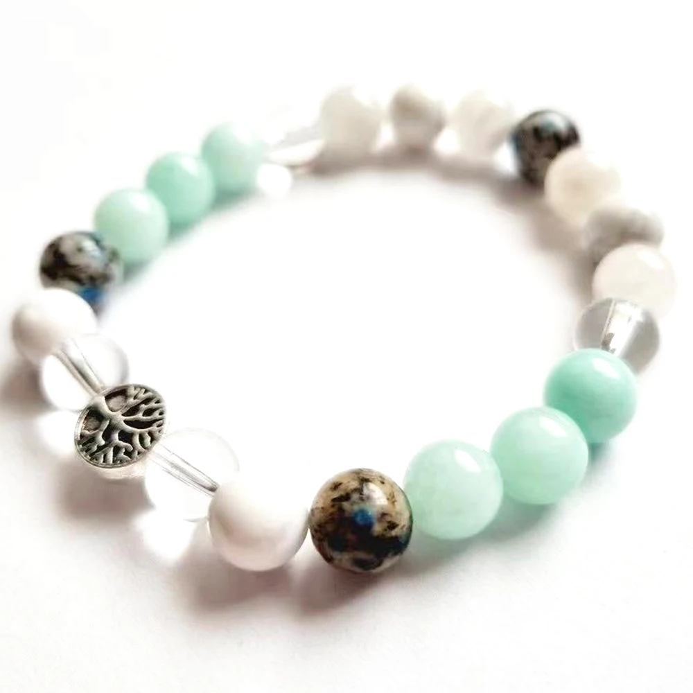 MG2080 8 MM White Crystal Howlite Moonstone Kiwi Amazonite Mixed Bracelet Womens Tree Of Life Charm Handmade Yoga Jewelry
MG2080 8 MM White Crystal Howlite Moonstone Kiwi Amazonite Mixed Bracelet Womens Tree Of Life Charm Handmade Yoga Jewelry