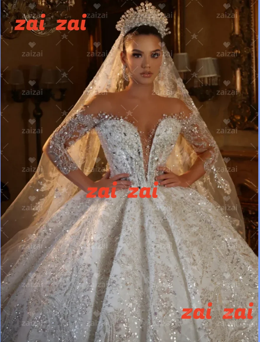 Customized Gorgeous O-neck Long Sleeve Wedding Dress Glitter Sequins Bridal Gown Ball Gown Bride Robe Vestidos De Novia
Customized Gorgeous O-neck Long Sleeve Wedding Dress Glitter Sequins Bridal Gown Ball Gown Bride Robe Vestidos De Novia