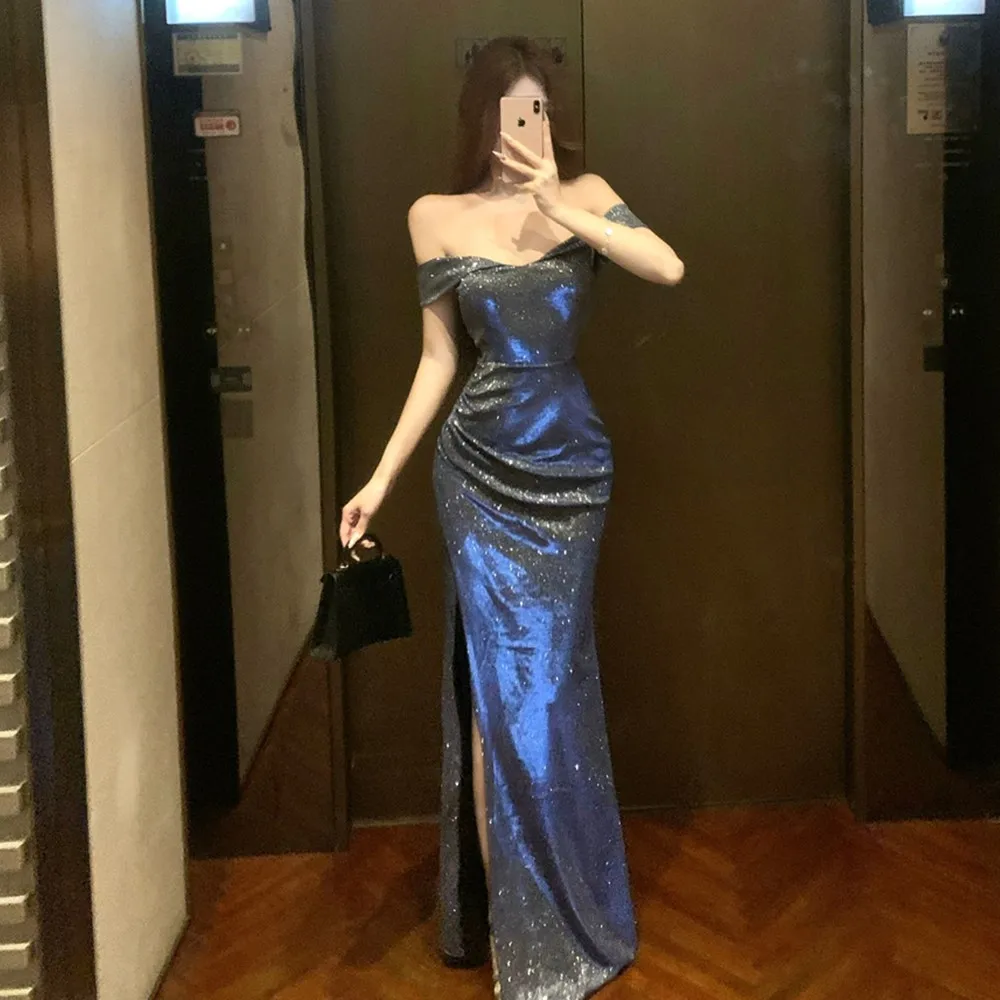 Французское легкое роскошное сексуальное модное блестящее вечернее платье женское с блестками и открытой спиной, длинное платье с разрезом, шикарное банкетное вечернее платье, новое
Французское легкое роскошное сексуальное модное блестящее вечернее платье женское с блестками и открытой спиной, длинное платье с разрезом, шикарное банкетное вечернее платье, новое